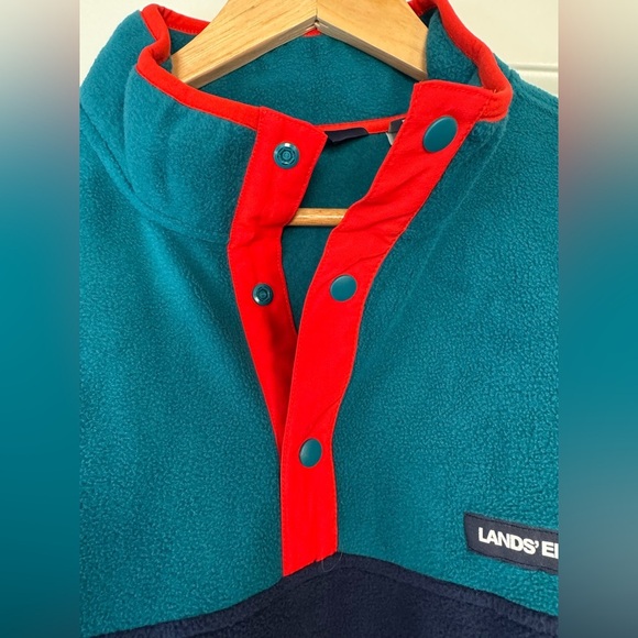Lands' End Long Sleeve Polar Blue Fleece Pullover Men's Sz XL - Picture 4 of 7